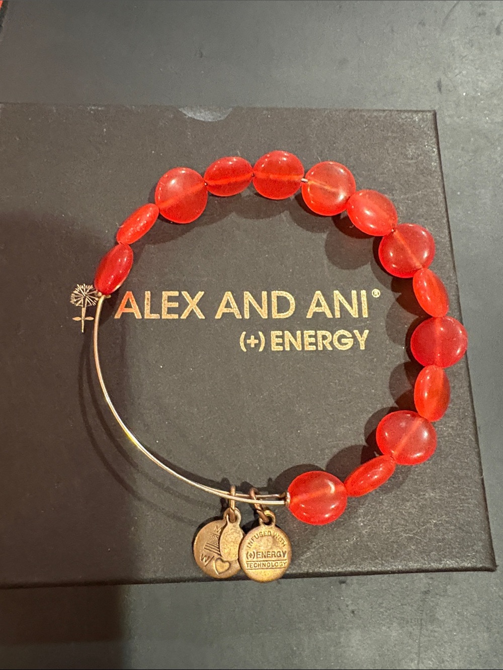 Alex and Ani Red Beaded Energy Expandable Bracelet